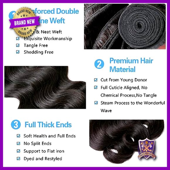 Brazilian Human Hair Extensions 3 Bundles Body Wave 22 24 26 Inch main image 5